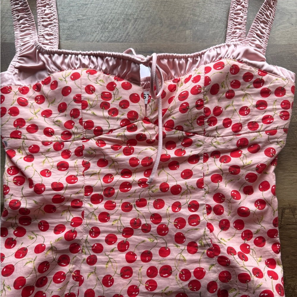 ASTR The Label Cherry Pink Milkmaid Cropped Cami Valentines Bustier Top S NWT - Picture 5 of 12